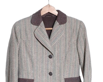 Vintage Bespoke Striped Wool Jacket  | Size 10 - www.brickvintage.com