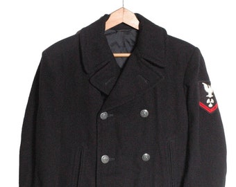Vintage 1940's Naval Clothing Factory Pea Coat | Size XS