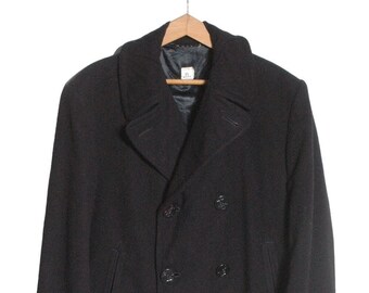 40s　NAVAL CLOTHING FACTORY PEA COAT BLK Vintage 1940's Naval Clothing Factory Pea Coat | Size XS