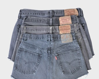 Vintage Levis 501 Faded Black High Waisted Denim Shorts W26 W27 W28 W33 W36 W38 - www.brickvintage.com