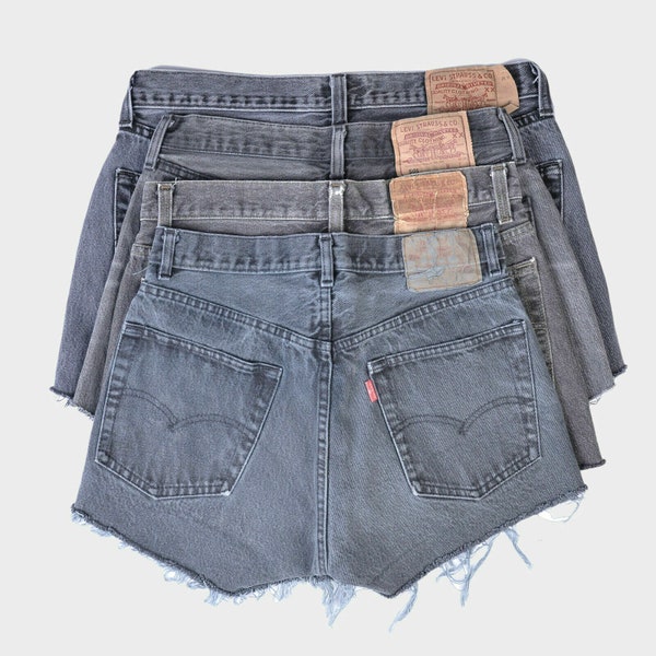 Vintage Levis 501 Faded Black High Waisted Denim Shorts W26 W27 W28 W33 W36 W38 - www.brickvintage.com