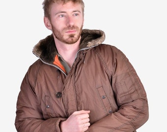 orange lined parka