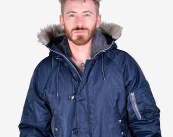 old school parka with orange lining