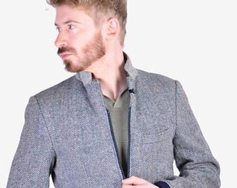 harris tweed bomber