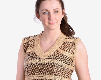 Vintage 1970's Brown Striped Tank Top | Size 12 - www.brickvintage.com