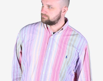 chemise rayée vintage Ralph Lauren | Taille XXL - www.brickvintage.com