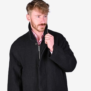Vintage Burberry Dark Grey Wool Coat | Size L - www.brickvintage.com