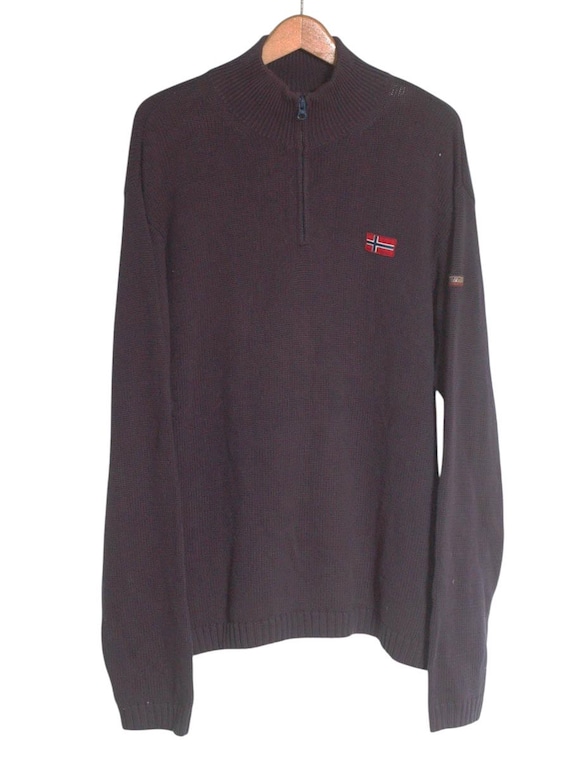 Napapijri, Vintage 1990s Napapijri Navy Blue Sweater | Size XL - www.brickvintage.com