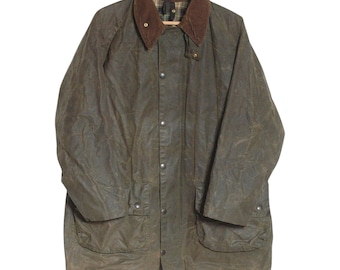 ICONIC!! Vintage 90s Barbour Trench Coat Zipper Wax Jacket Barbour