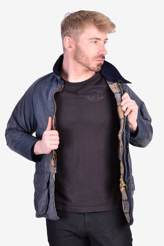 Vintage Barbour Beaufort Blue Wax Jacket | Size XS
