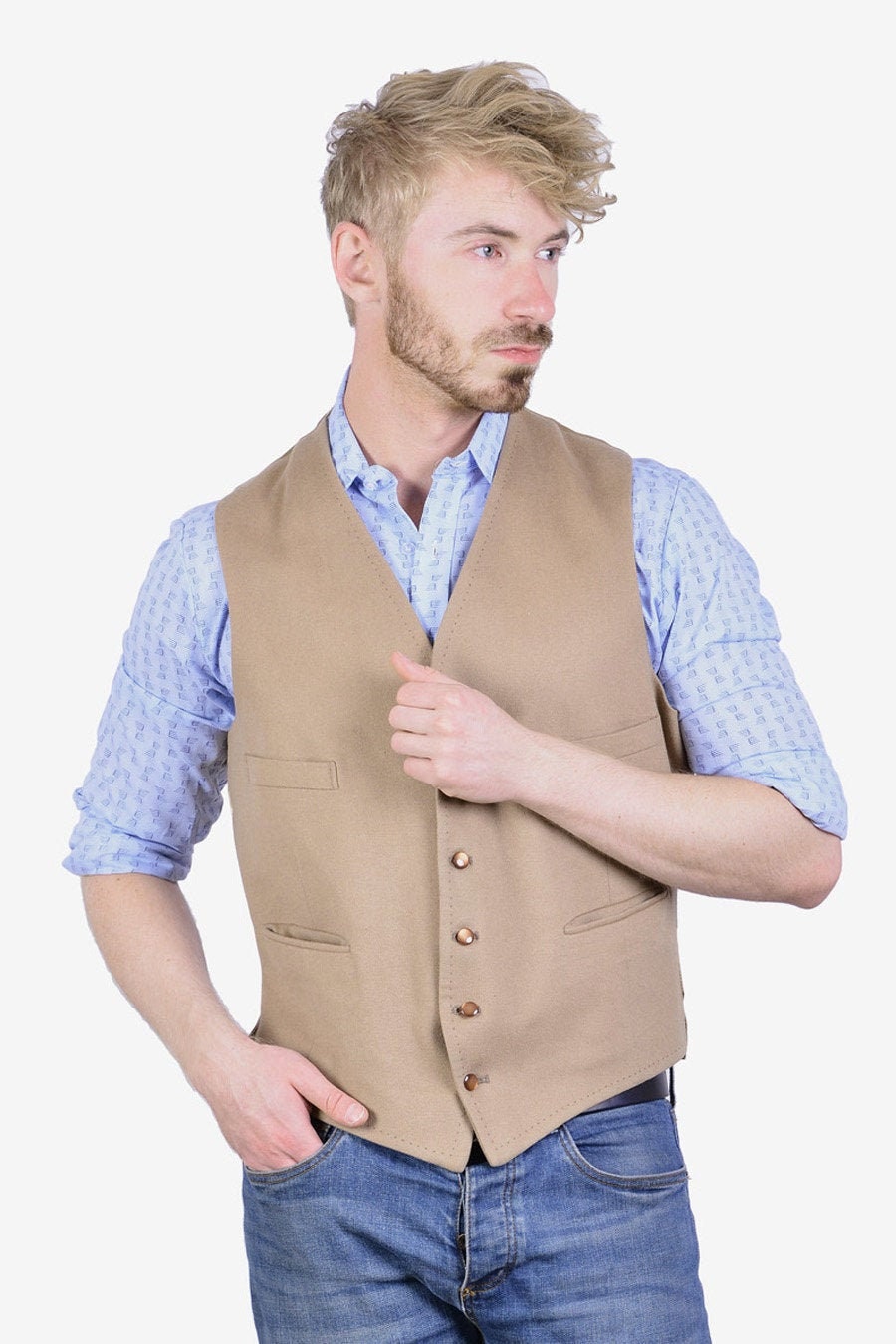 Image of Vintage 1960's Lambourne Wool Waistcoat 40 M - Www.brickvintage.com