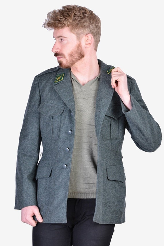 Vintage Swiss Army Grey Wool Jacket 