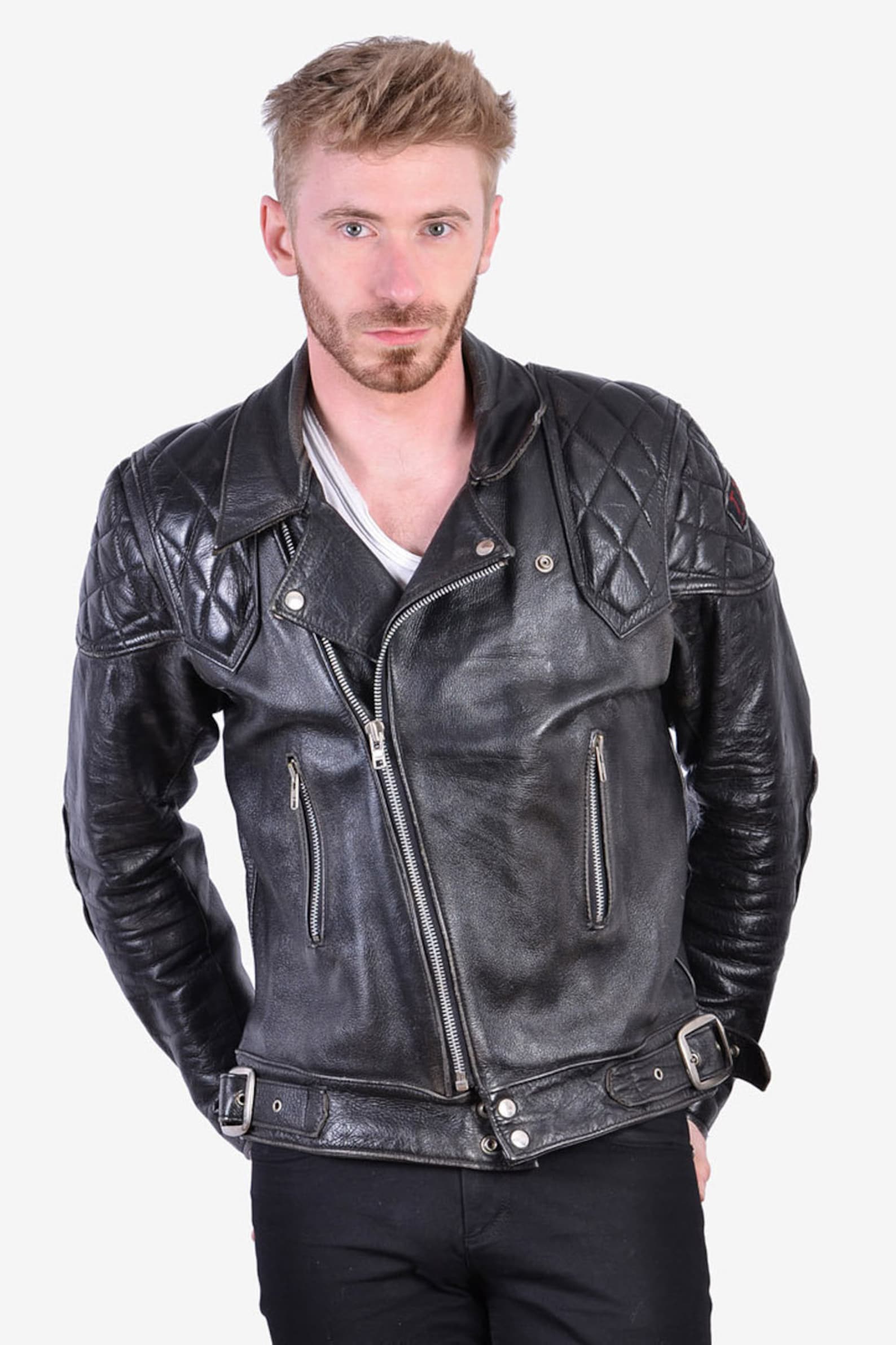 Vintage TT Leathers Leather Biker Jacket Size S Etsy