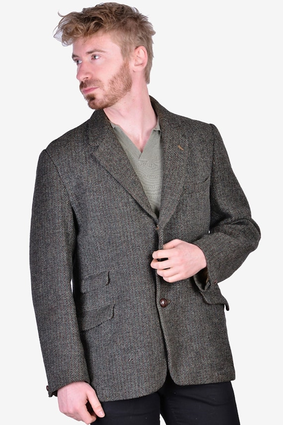 Vintage 1960's Green Harris Tweed Jacket Size 40 M - Etsy