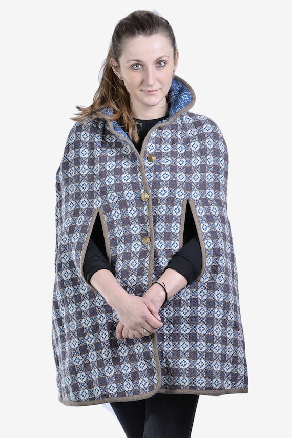 Vintage Handmade Reversible Tapestry Cape - www.br