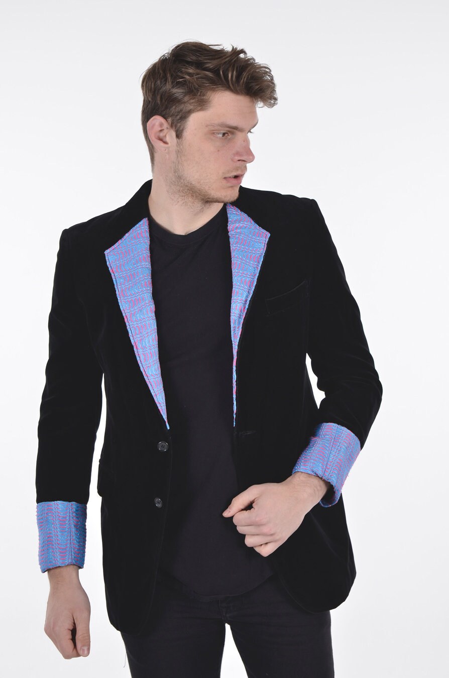 Image of Upcycled Vintage Grendale Black Velvet Jacket 40 M - Www.brickvintage.com