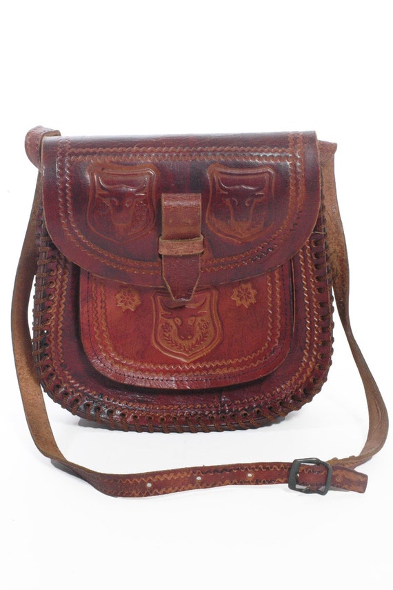 vintage leather tooled bag