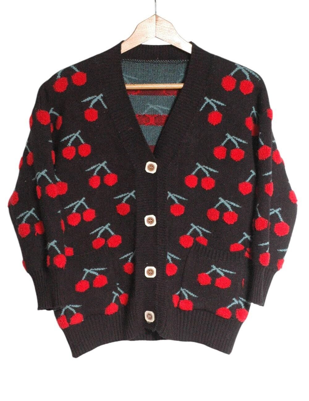 Vintage Cherry Cardigan - Etsy Vintage Cherry Cardigan - Etsy