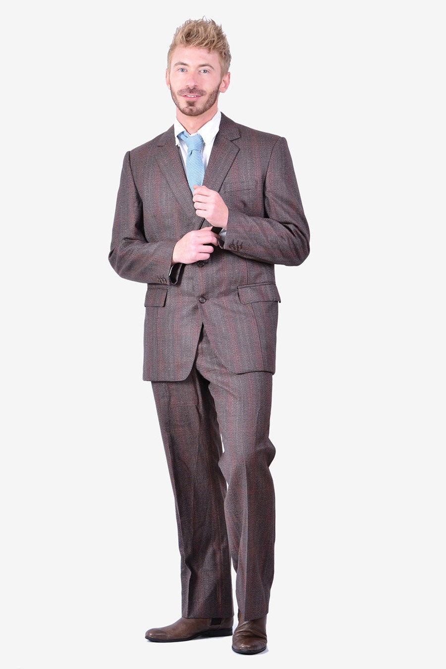 Image of Vintage 1960's Bespoke Check Wool Suit 38 S - Www.brickvintage.com