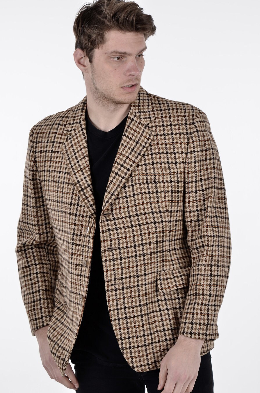 Image of Vintage 1960's Burton Dogtooth Tweed Jacket 42 L - Www.brickvintage.com