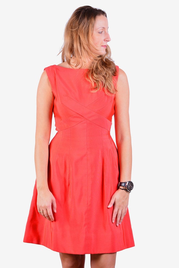 Vintage 1950's Handmade Red Day Dress 8 - www.bric