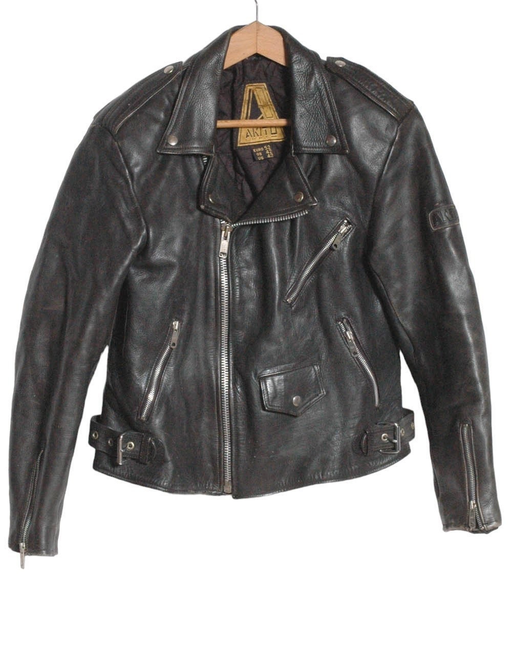 Leather biker jacket Etsy France