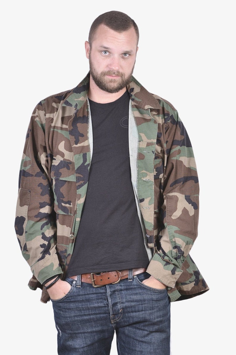 www.brickvintage.com Vintage US Army Woodland BDU Shirt XL