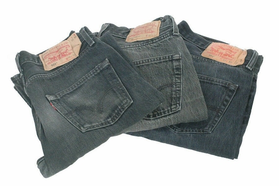 Levi 501 Faded Black Jeans Denim Grade A Vintage - Etsy Sweden