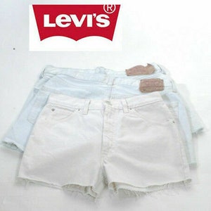 Vintage Levi's 501 White Denim High Waisted Shorts W26 W28 W33 - www.brickvintage.com