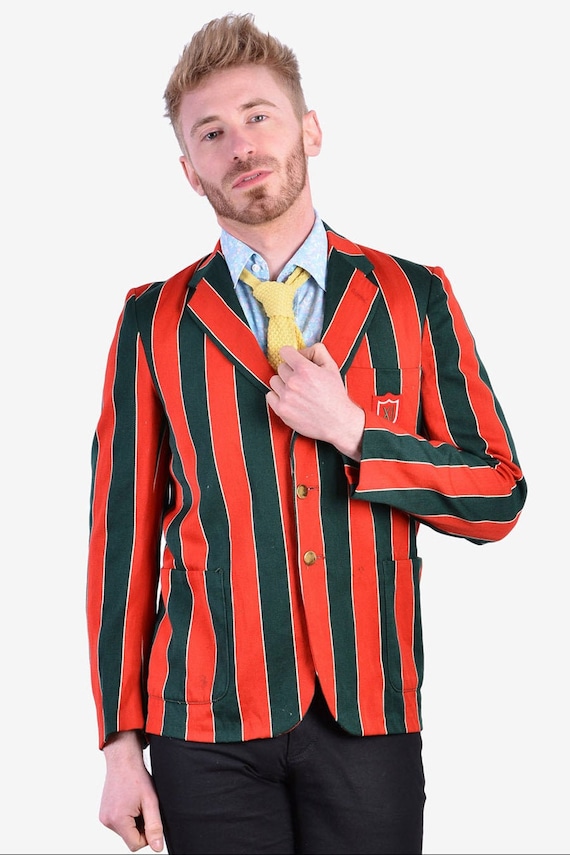 Vintage 1950 s Striped College University Blazer Size 36 XS Www