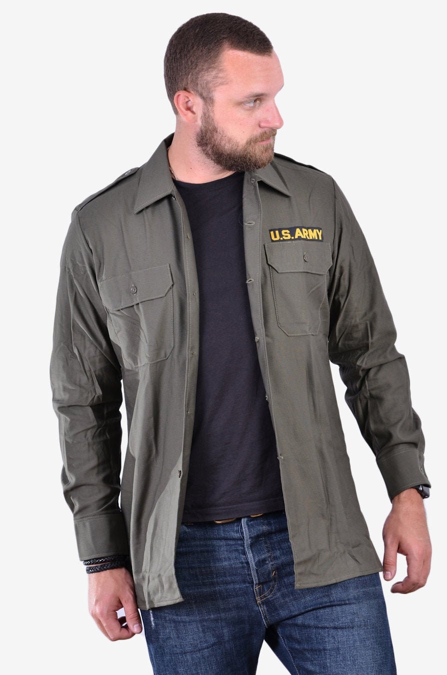 Image of Never Worn Reworked Us Army Green Military Shirt M - Www.brickvintage.com
