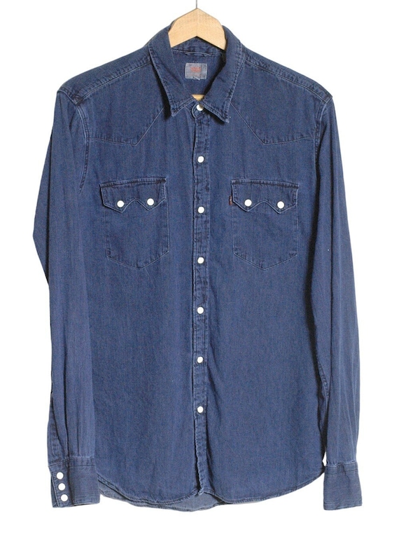 LEVI'S Vintage BIG E Mens Western Shirt Blue-Check with Pearl Snaps –  American Vintage Clothing Co.