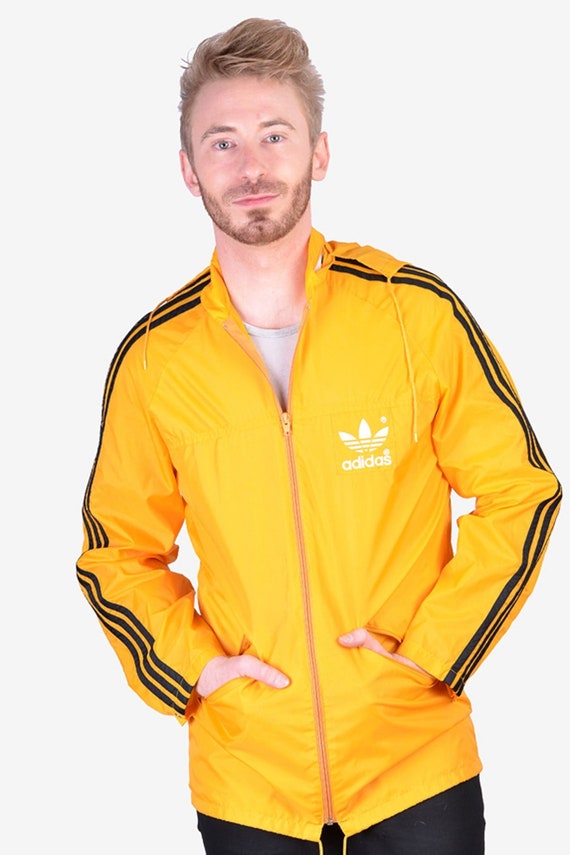 Vintage 1970's Adidas Yellow Windbreaker Jacket | Size Xxs - www.brickvintage.com