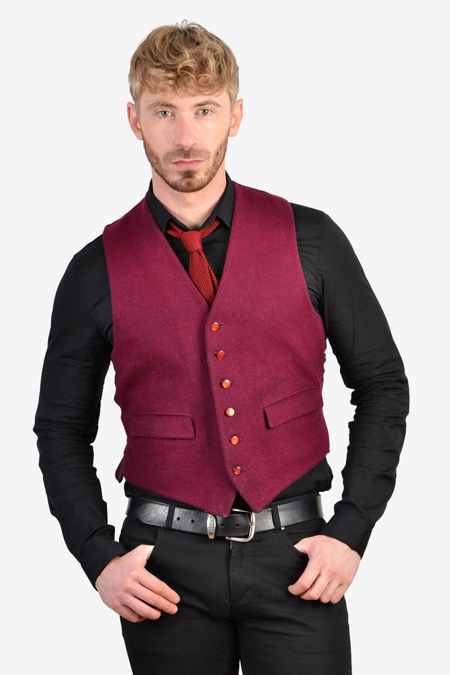 Image of Vintage 1960's Bespoke Wool Waistcoat | Size 38 S - Www.brickvintage.com
