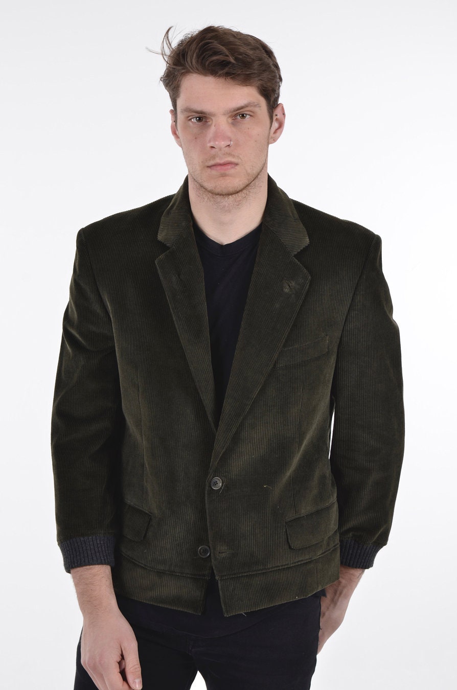 Image of Re-Made Corduroy Green Bomber Jacket L - Www.brickvintage.com