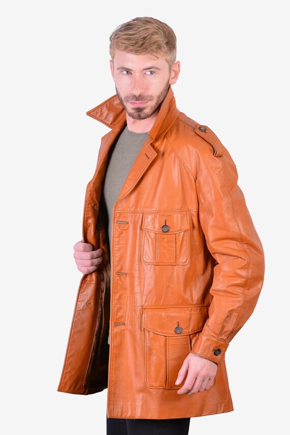 leather safari jacket
