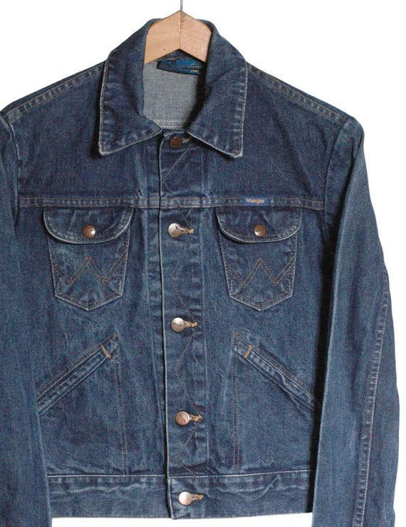 ジャケット・アウター 70's WRANGLER PATCHWORK DENIM JACKET 1970's Wrangler Denim Jacket with Band Embroidery - XS/S