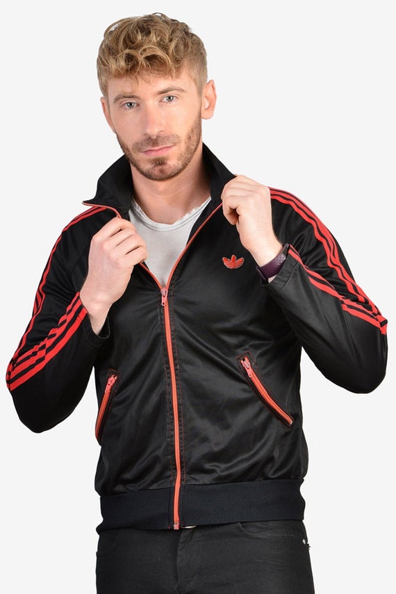 Vintage 1970's Adidas Black Tracksuit Jacket | Siz