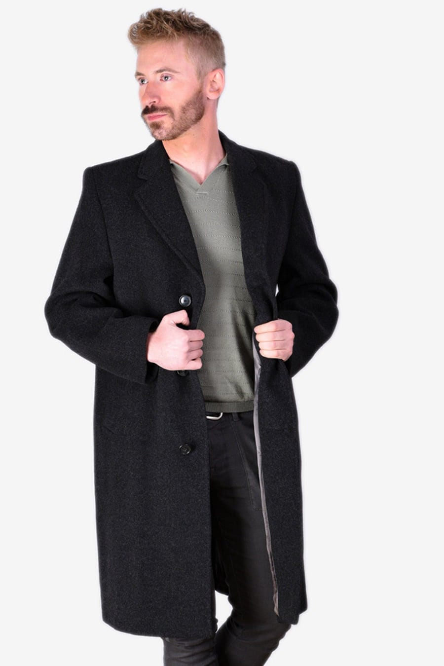 Col Noir Pour Hommes Viscose Doublure Peaky Blinders Suit - Peaky Blinders  Tenue + Overcoat + Chapeau