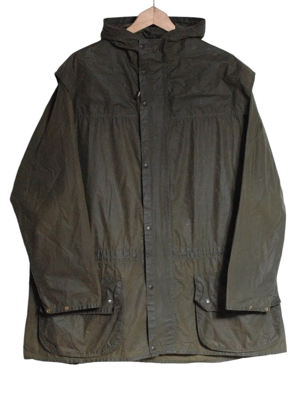 Vintage Barbour Durham Hooded Wax Jacket Size 107cm 42in L www.brickvintage