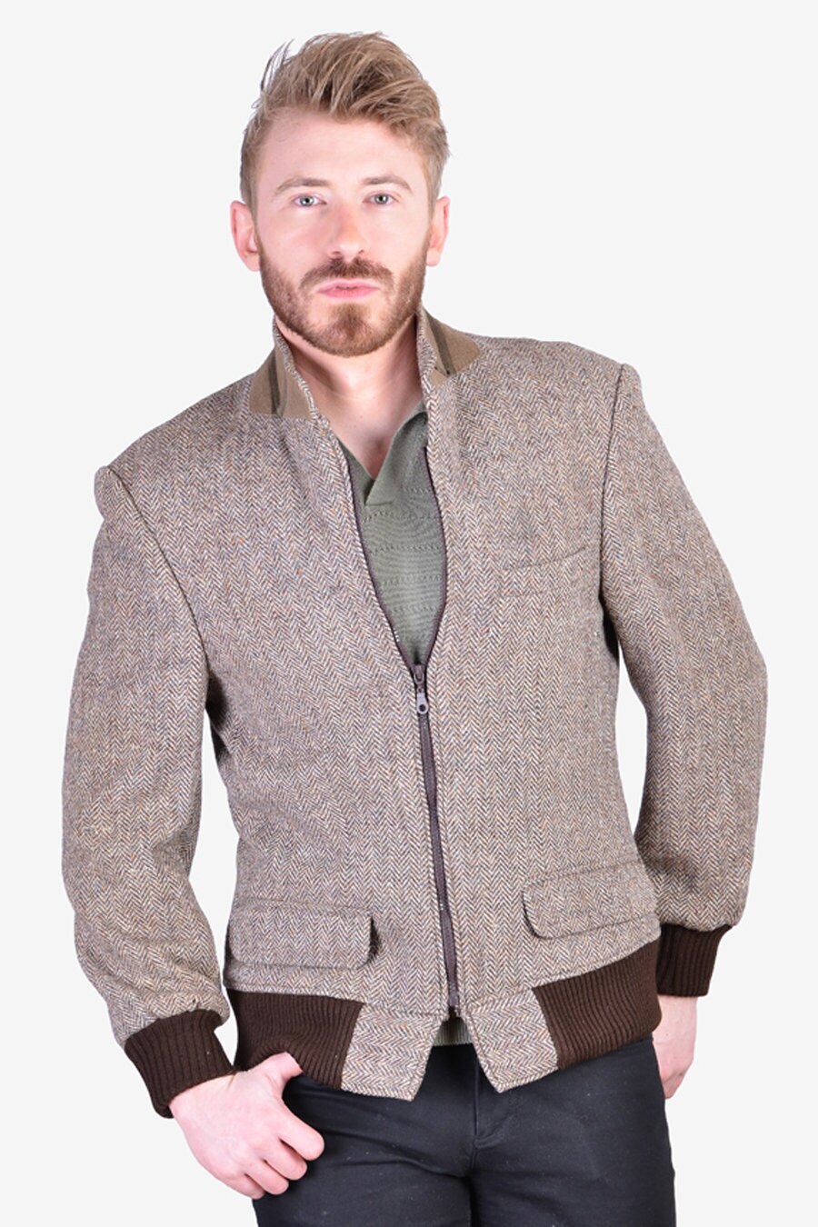 Vintage St Michael Harris Tweed Bomber 