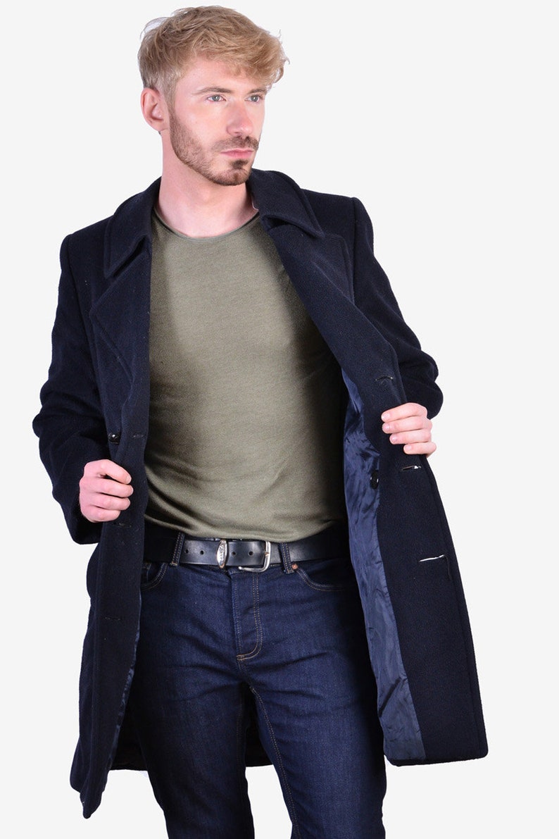 Vintage 1960/'s Aquascutum Midnight Blue Coat S www.brickvintage.com