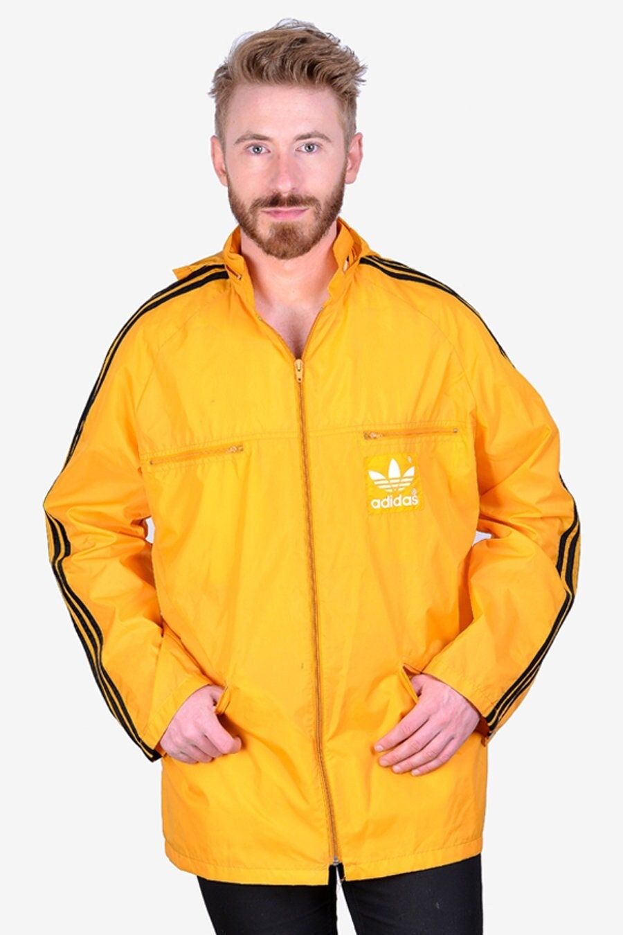 Adidas Yellow Windbreaker Jacket Size 
