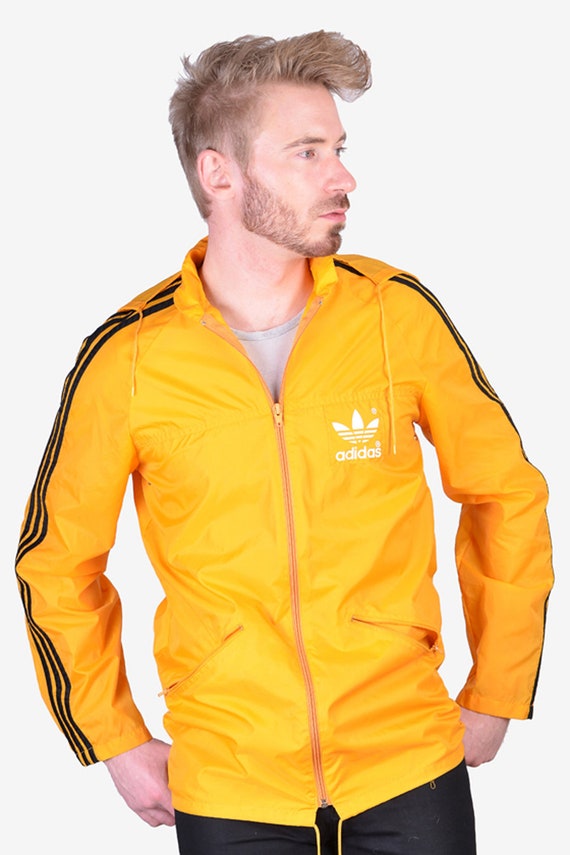 Vintage 1970's Adidas Yellow Windbreaker Jacket | Size Xxs - www.brickvintage.com