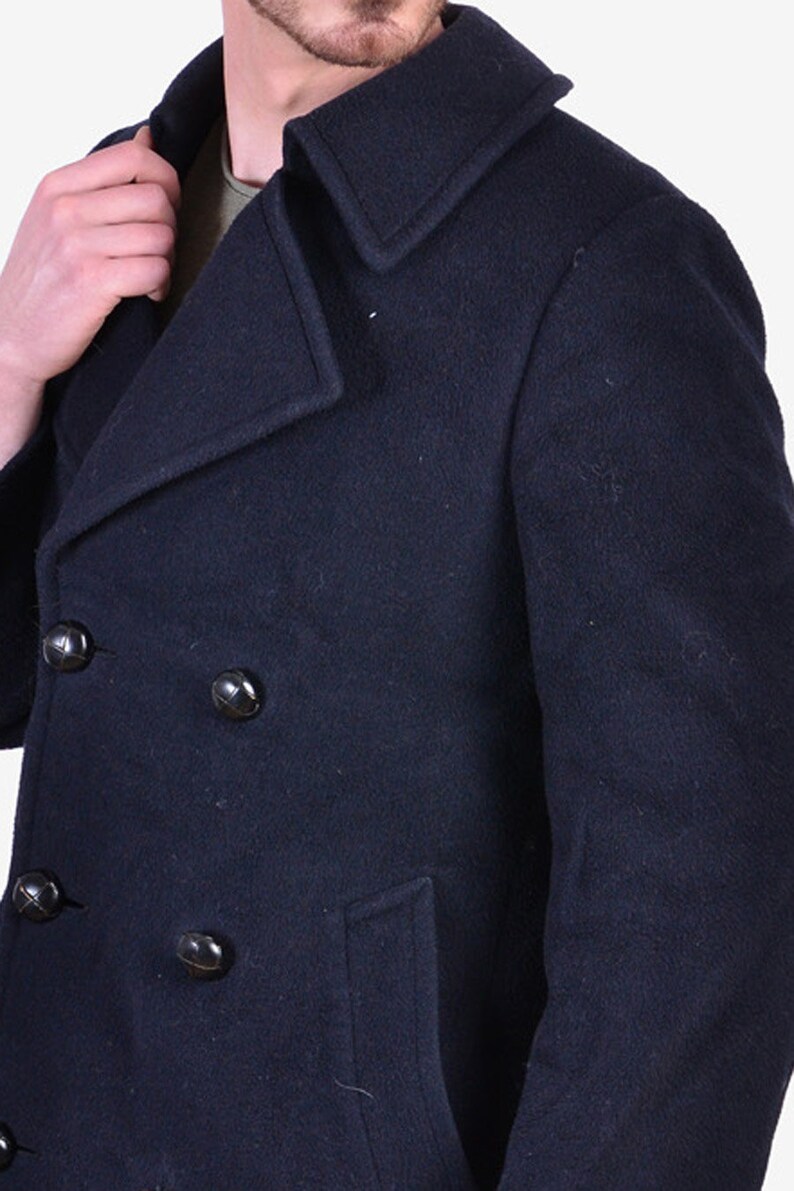 Vintage 1960/'s Aquascutum Midnight Blue Coat S www.brickvintage.com