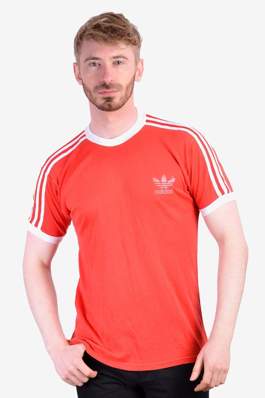 Vintage 1970 Adidas Red Ringer Camiseta Tamaño S Etsy