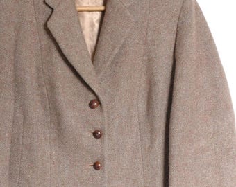 Veste Vintage John Collier Homme – Tweed Gris/bleu Mélangé à Carreaux – Taille 42