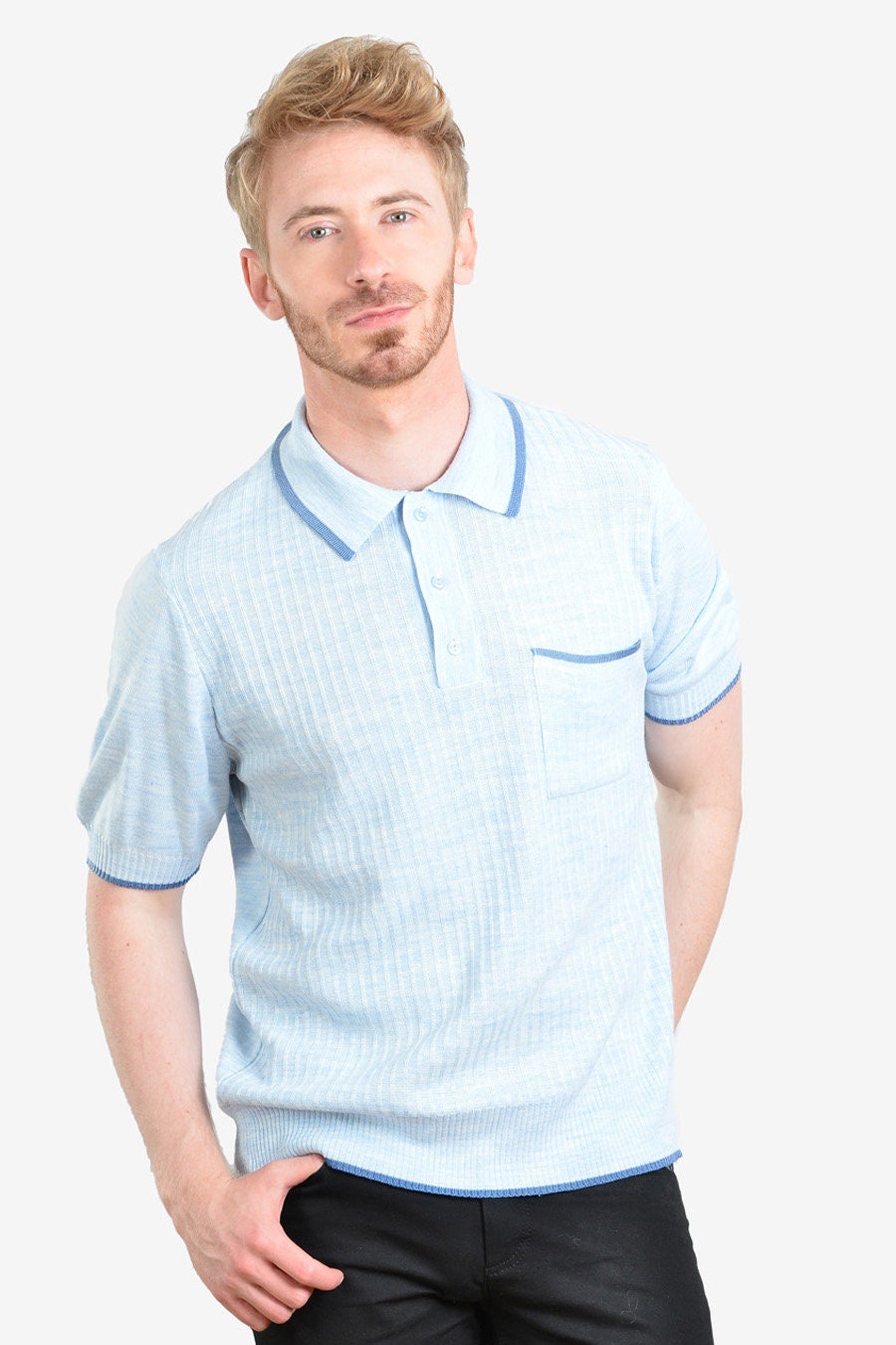 Image of Vintage 1960's St Michael Italian Knit Polo Shirt | Size M - Www.brickvintage.com