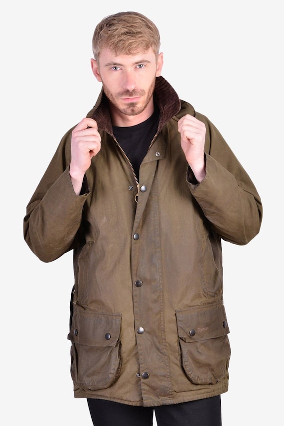 Vintage Barbour Beaufort Green Wax Jacket | Size M