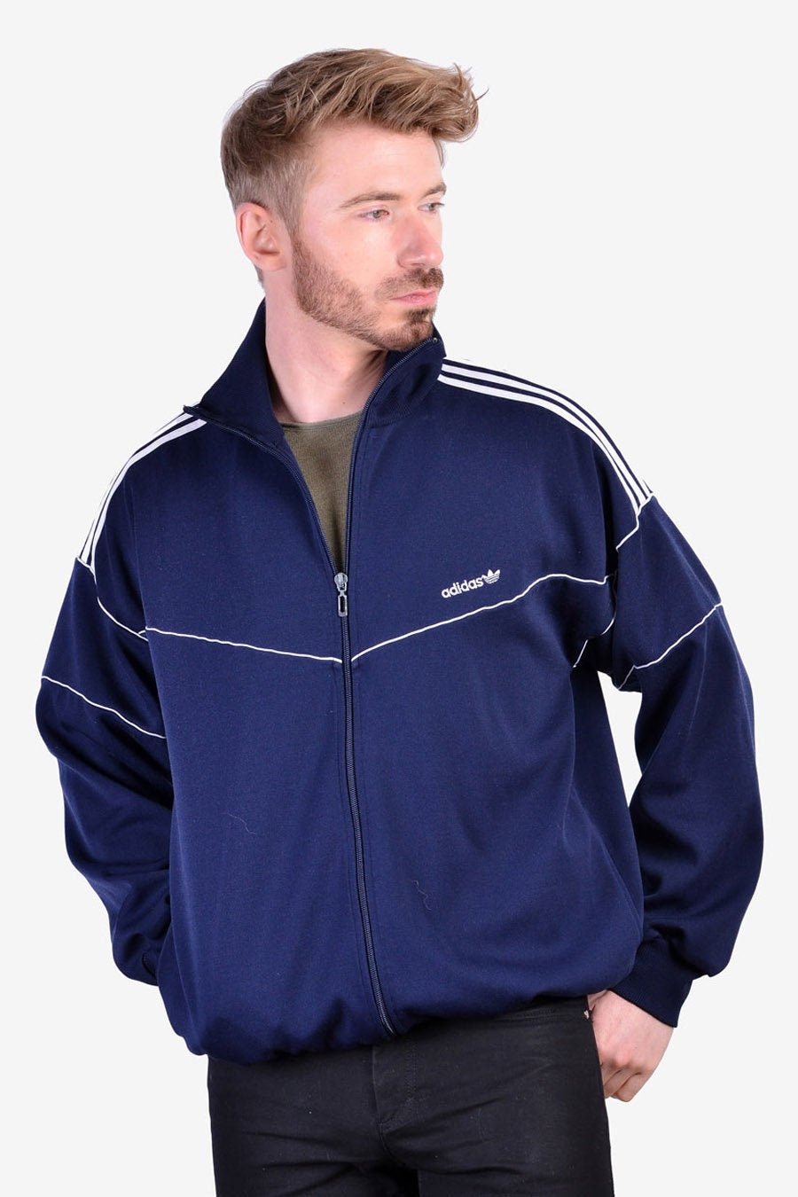 Vintage 1980's Adidas Navy Blue Tracksuit Jacket Size | Etsy